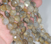 12MM Labradorite Gemstone Grade AB Faceted Flat Round Loose Beads 15 inch Full Strand (80001098-A156)