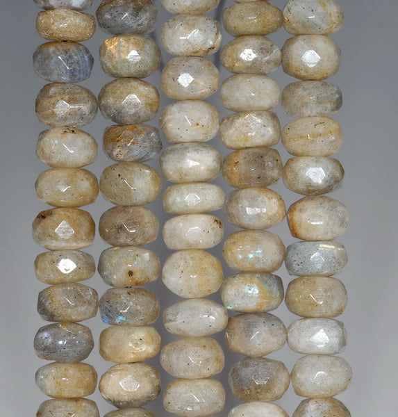 9x6MM Labradorite Gemstone Grade AB Faceted Rondelle Loose Beads 15.5 inch Full Strand (80001099-A156)