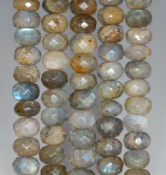 10x7MM Labradorite Gemstone Grade AB Faceted Rondelle Loose Beads 15.5 inch Full Strand (80001103-A156)