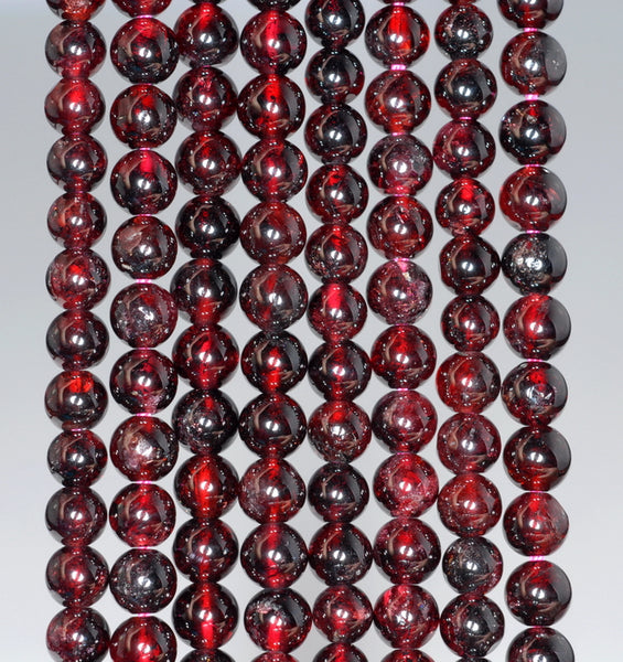 6-7MM Dark Red Garnet Gemstone Round Loose Beads 15.5 inch Full Strand (80001140-A165)