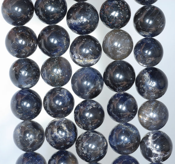 9MM Dark Blue Iolite Gemstone Grade A Round Loose Beads 7 inch Half Strand (80001164-A158)