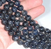 9-10MM Dark Blue Iolite Gemstone Grade A Round Loose Beads 7 inch Half Strand (80001166-A158)