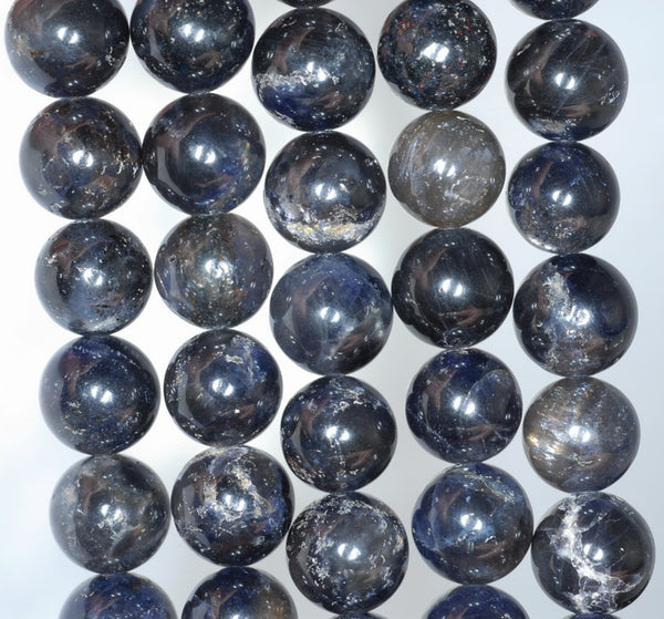 11MM Dark Blue Iolite Gemstone Grade A Round Loose Beads 7.5 inch Half Strand (80001169-A159)