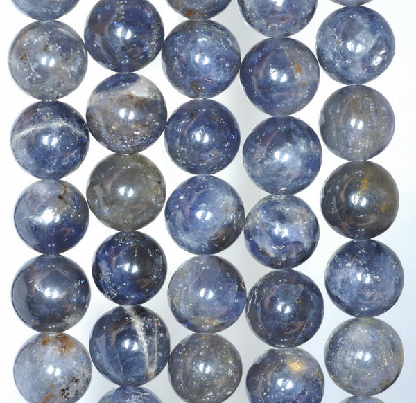 11MM Blue Iolite Gemstone Grade A Round Loose Beads 7.5 inch Half Strand (80001170-A159)