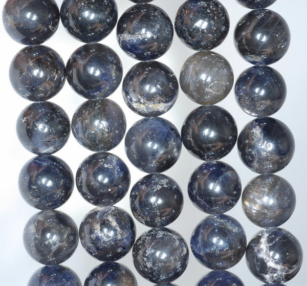 12MM Dark Blue Iolite Gemstone Grade A Round Loose Beads 7.5 inch Half Strand (80001171-A159)