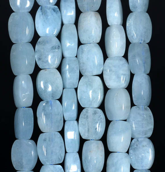 10X8MM Aquamarine Gemstone Grade AAA Flat Barrel Loose Beads 7.5 inch Half Strand (80001315 H-A110)