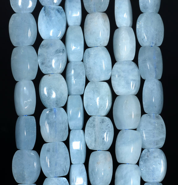 10X8MM Aquamarine Gemstone Grade AAA Flat Barrel Loose Beads 15.5 inch Full Strand (80001315-A110)