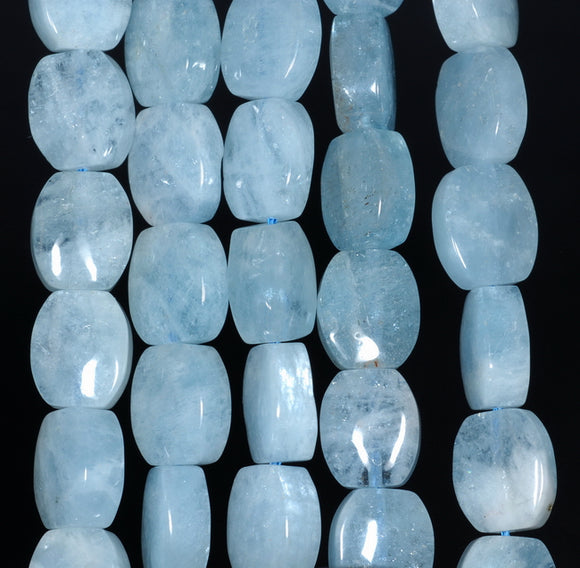 10X8MM Aquamarine Gemstone Grade AAA Flat Barrel Loose Beads 15.5 inch Full Strand (80001316-A110)