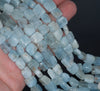 11X8-7X7MM Aquamarine Gemstone Grade A Irregular Flat Rectangel Cube Loose Beads 15.5 inch Full Strand (80001319-A110)