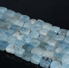 11X8-7X7MM Aquamarine Gemstone Grade A Irregular Flat Rectangel Cube Loose Beads 15.5 inch Full Strand (80001319-A110)