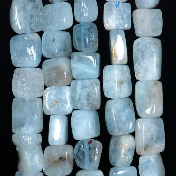 11X8-7X7MM Aquamarine Gemstone Grade A Irregular Flat Rectangel Cube Loose Beads 15.5 inch Full Strand (80001319-A110)