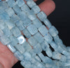 11X9-9X7MM Aquamarine Gemstone Grade AA Irregular Flat Rectangel Cube Loose Beads 7.5 inch Half Strand (80001320 H-A110)