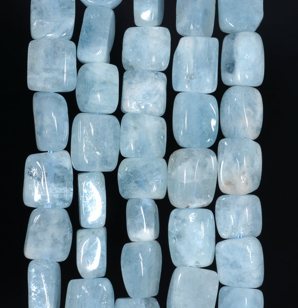 11X9-9X7MM Aquamarine Gemstone Grade AA Irregular Flat Rectangel Cube Loose Beads 7.5 inch Half Strand (80001320 H-A110)