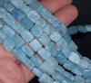 12X9-9X7MM Aquamarine Gemstone Grade AAA Irregular Flat Rectangel Cube Loose Beads 7.5 inch Half Strand (80001321 H-A109)