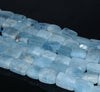 12X9-9X7MM Aquamarine Gemstone Grade AAA Irregular Flat Rectangel Cube Loose Beads 7.5 inch Half Strand (80001321 H-A109)