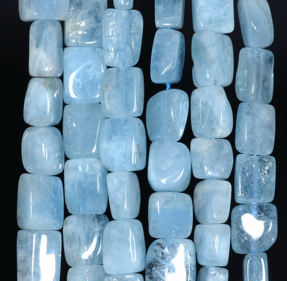 12X9-9X7MM Aquamarine Gemstone Grade AAA Irregular Flat Rectangel Cube Loose Beads 15.5 inch Full Strand (80001321-A109)