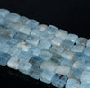 12X11-10X10MM Aquamarine Gemstone Grade A Irregular Flat Rectangel Cube Loose Beads 7.5 inch Half Strand (80001324 H-A109)