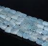 9X7-7X7MM Aquamarine Gemstone Grade AA Irregular Flat Rectangel Cube Loose Beads 15.5 inch Full Strand (80001326-A109)