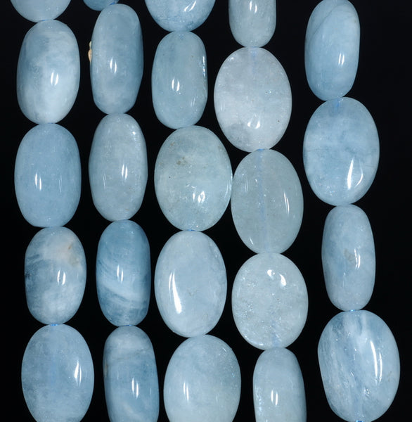 12X9MM Aquamarine Gemstone Grade AAA Oval Loose Beads 15.5 inch Full Strand (80001338-A102)