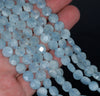 7MM Aquamarine Gemstone Grade AAA Faceted Flat Round Loose Beads 15.5 inch Full Strand (80001356-A108)