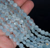 7MM Aquamarine Gemstone Grade AA Faceted Flat Round Loose Beads 15.5 inch Full Strand (80001357-A108)