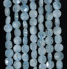 7MM Aquamarine Gemstone Grade AA Faceted Flat Round Loose Beads 15.5 inch Full Strand (80001357-A108)