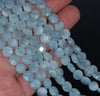 8MM Aquamarine Gemstone Grade AAA Faceted Flat Round Loose Beads 15.5 inch Full Strand (80001358-A108)