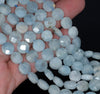 8MM Aquamarine Gemstone Grade AA Faceted Flat Round Loose Beads 15.5 inch Full Strand (80001359-A108)