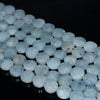 8MM Aquamarine Gemstone Grade AA Faceted Flat Round Loose Beads 15.5 inch Full Strand (80001359-A108)