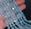 7MM Aquamarine Gemstone Grade AAA Flat Round Loose Beads 15.5 inch Full Strand (80001361-A108)