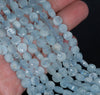 7MM Aquamarine Gemstone Grade AA Flat Round Loose Beads 15.5 inch Full Strand (80001362-A108)