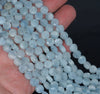 7MM Aquamarine Gemstone Grade AA Flat Round Loose Beads 15.5 inch Full Strand (80001363-A108)