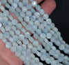 7MM Aquamarine Gemstone Grade A Flat Round Loose Beads 15.5 inch Full Strand (80001364-A108)