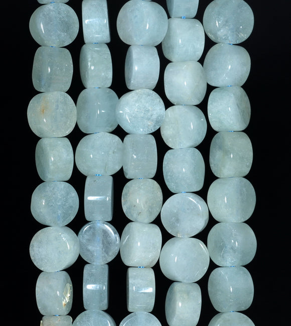 8MM Aquamarine Gemstone Grade A Flat Round Loose Beads 15.5 inch Full Strand (80001365-A108)