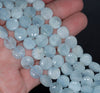 11MM Aquamarine Gemstone Grade AA Round Button Loose Beads 15.5 inch Full Strand (80001369-A108)