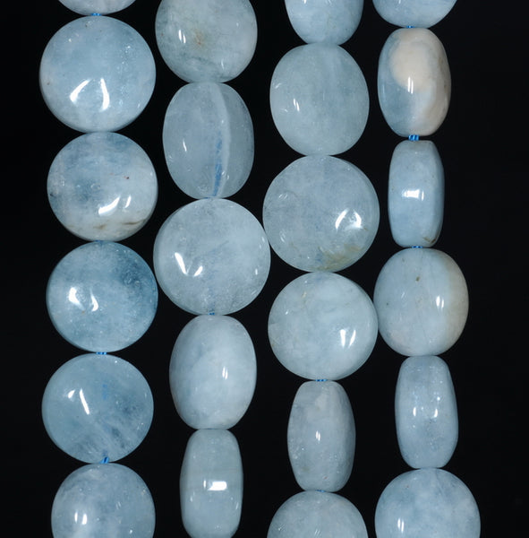 12-13MM Aquamarine Gemstone Grade AA Round Button Loose Beads 15.5 inch Full Strand (80001370-A108)