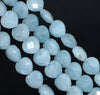 10MM Aquamarine Gemstone Grade AA Faceted Love Heart Loose Beads 15.5 inch Full Strand (80001374-A108)