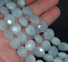 12MM Aquamarine Gemstone Grade A Faceted Love Heart Loose Beads 15.5 inch Full Strand (80001378-A108)