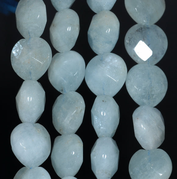 14MM Aquamarine Gemstone Grade A Faceted Love Heart Loose Beads 15.5 inch Full Strand (80001379-A108)