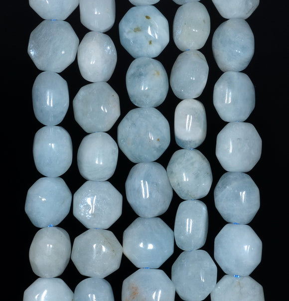 9MM Aquamarine Gemstone Grade A Hexagon Loose Beads 15.5 inch Full Strand (80001399-A105)