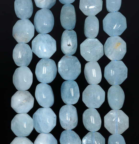 9MM Aquamarine Gemstone Grade AA Hexagon Loose Beads 15.5 inch Full Strand (80001400-A105)