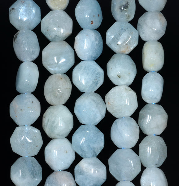 9MM Aquamarine Gemstone Grade A Hexagon Loose Beads 15.5 inch Full Strand (80001403-A105)