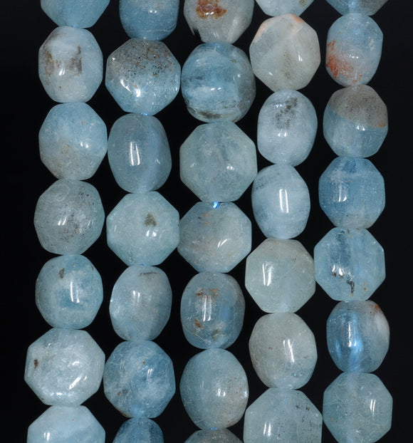 9MM Aquamarine Gemstone Grade AA Hexagon Loose Beads 15.5 inch Full Strand (80001404-A105)