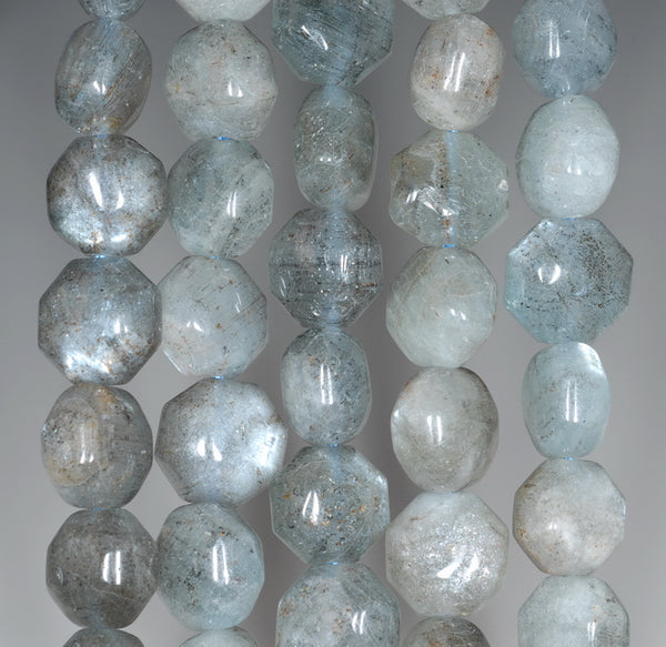 9MM Aquamarine Gemstone Grade A Hexagon Loose Beads 15.5 inch Full Strand (80001406-A105)