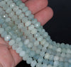 7X4MM Aquamarine Gemstone Grade AA Faceted Rondelle Loose Beads 15.5 inch Full Strand (80001434-A102)