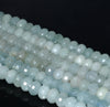 7X4MM Aquamarine Gemstone Grade AA Faceted Rondelle Loose Beads 15.5 inch Full Strand (80001434-A102)