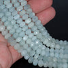 8X5MM Aquamarine Gemstone Grade AA Faceted Rondelle Loose Beads 15.5 inch Full Strand (80001438-A102)