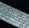 8X5MM Aquamarine Gemstone Grade A Faceted Rondelle Loose Beads 15.5 inch Full Strand (80001439-A102)