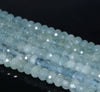 8X5MM Aquamarine Gemstone Grade AAA Faceted Rondelle Loose Beads 15.5 inch Full Strand (80001440-A102)