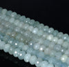 8X5MM Aquamarine Gemstone Grade AA Faceted Rondelle Loose Beads 15.5 inch Full Strand (80001441-A102)